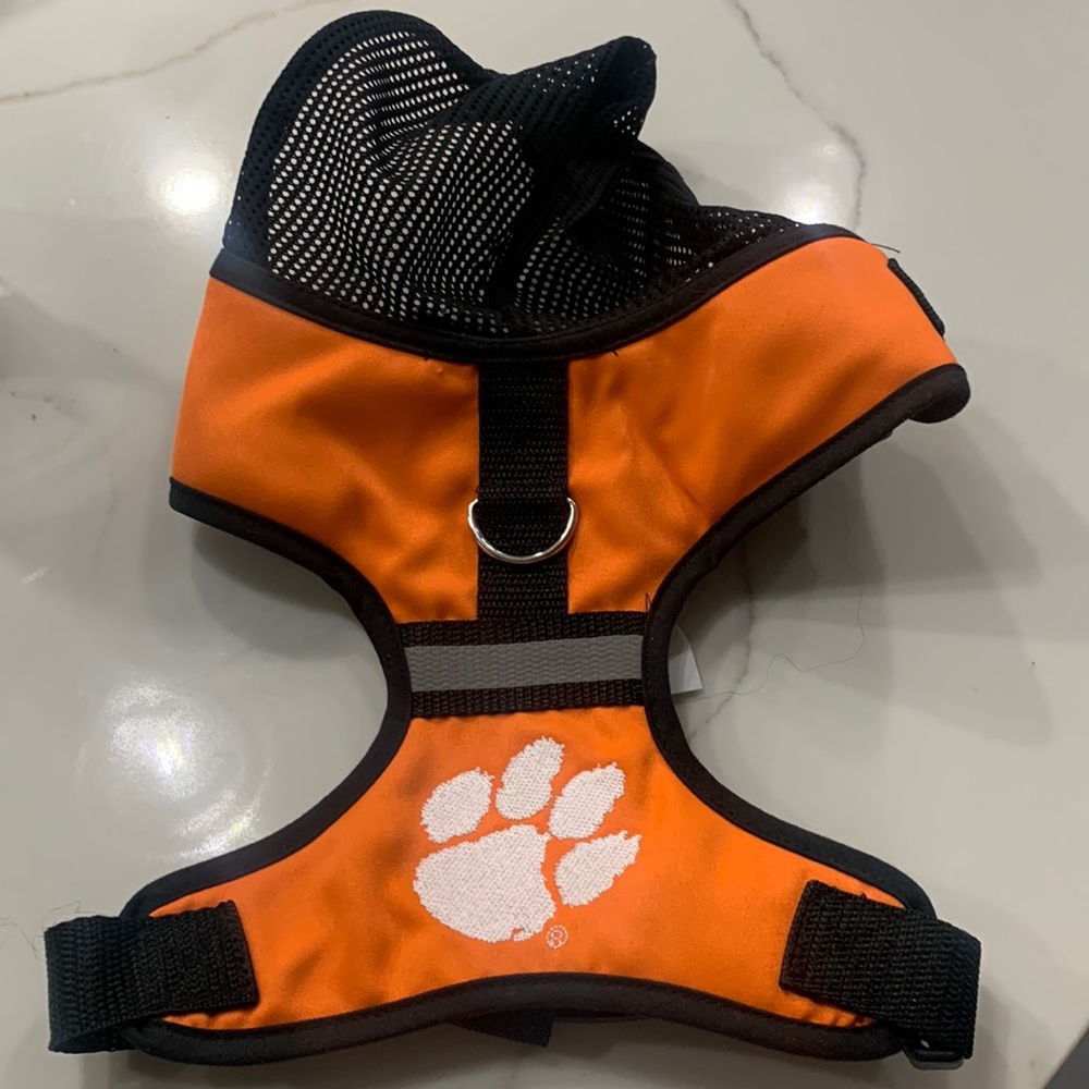 Clemson university dog harness with hoodie